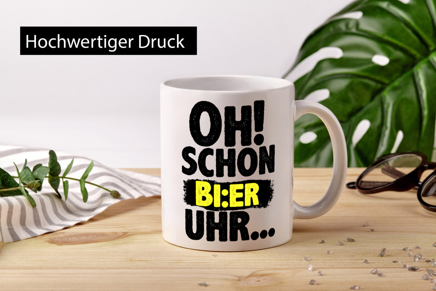 Oh! schon Bier Uhr | Männer Humor lustiger Spruch Geschenk Geschenkidee Tasse