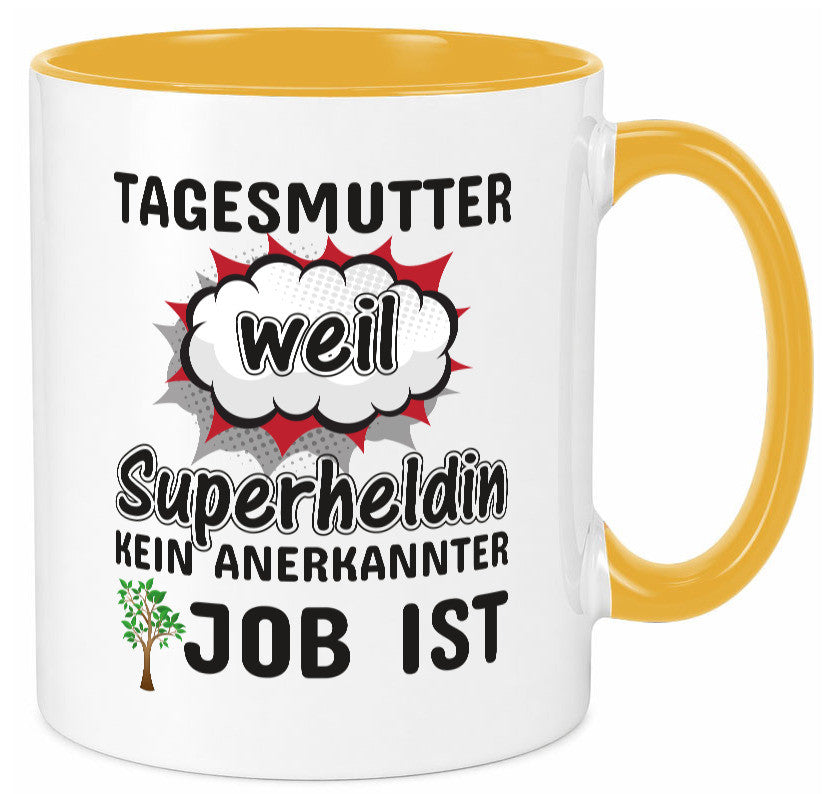 Tagesmutter Superheldin | Beruf Tasse Kinderzeichnung Geschenkidee Familie Humor