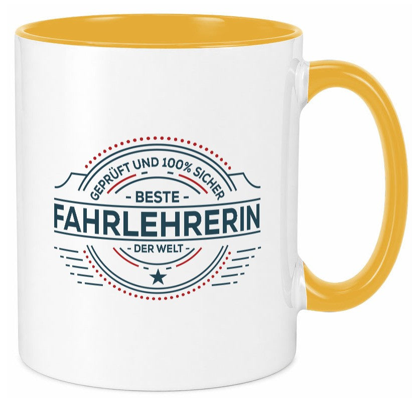 Geprüft und sicher: Fahrlehrerin| Fahrschule lustig Humor Geschenkidee Geschenk Tasse