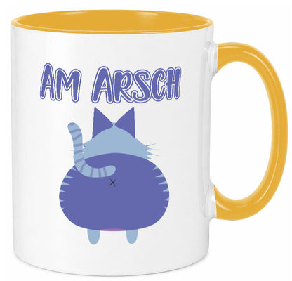 Am Arsch | Katzenmotiv Tasse Kollege Katzenbesitzer Geschenkidee Arbeit