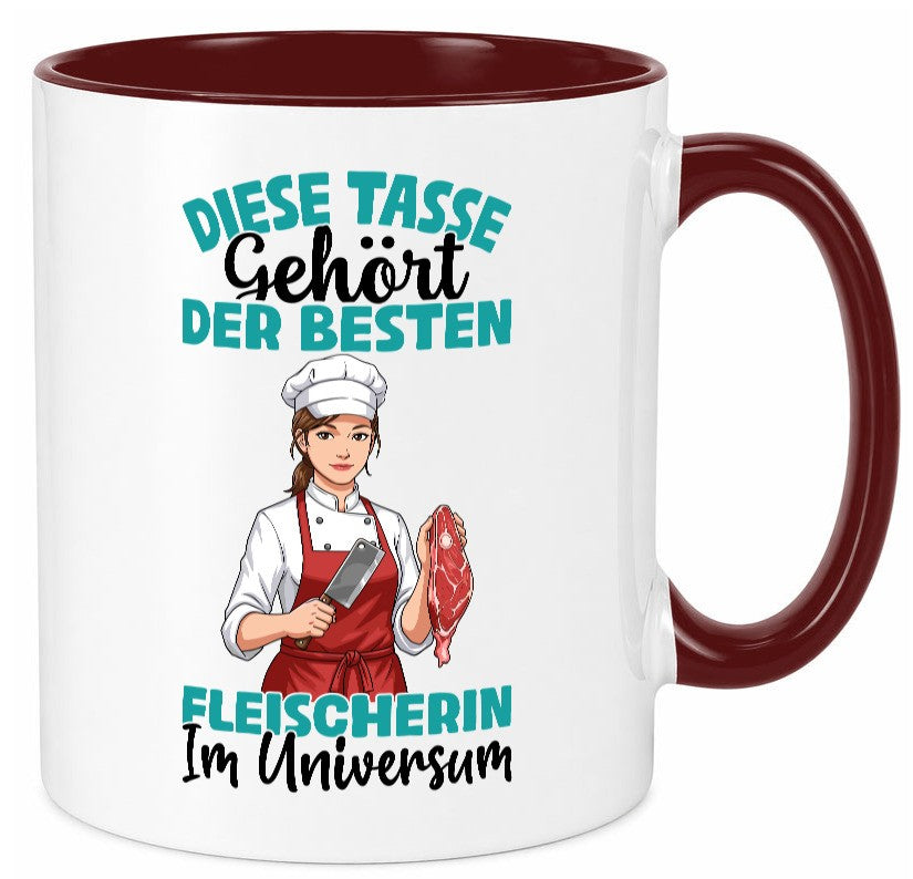 Im Universum: Fleischerin | Schlachterei lustiger Spruch Geschenk Humor Tasse