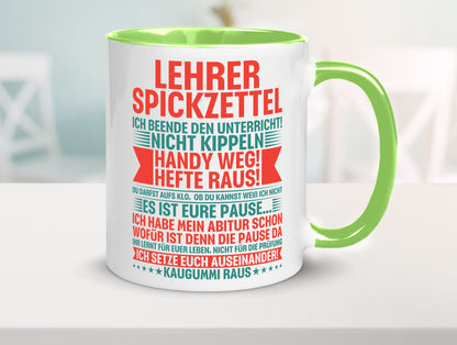 Lehrer Spickzettel | Beruf Tasse lustiger Spruch vl4 lustig Arbeit Kollegen