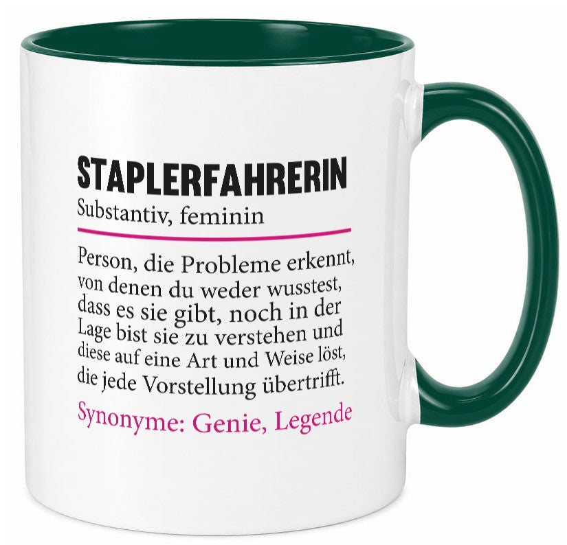 Staplerfahrerin | Gabelstapler Spruch Beruf Humor lustig Arbeit Kollegen Büro Tasse