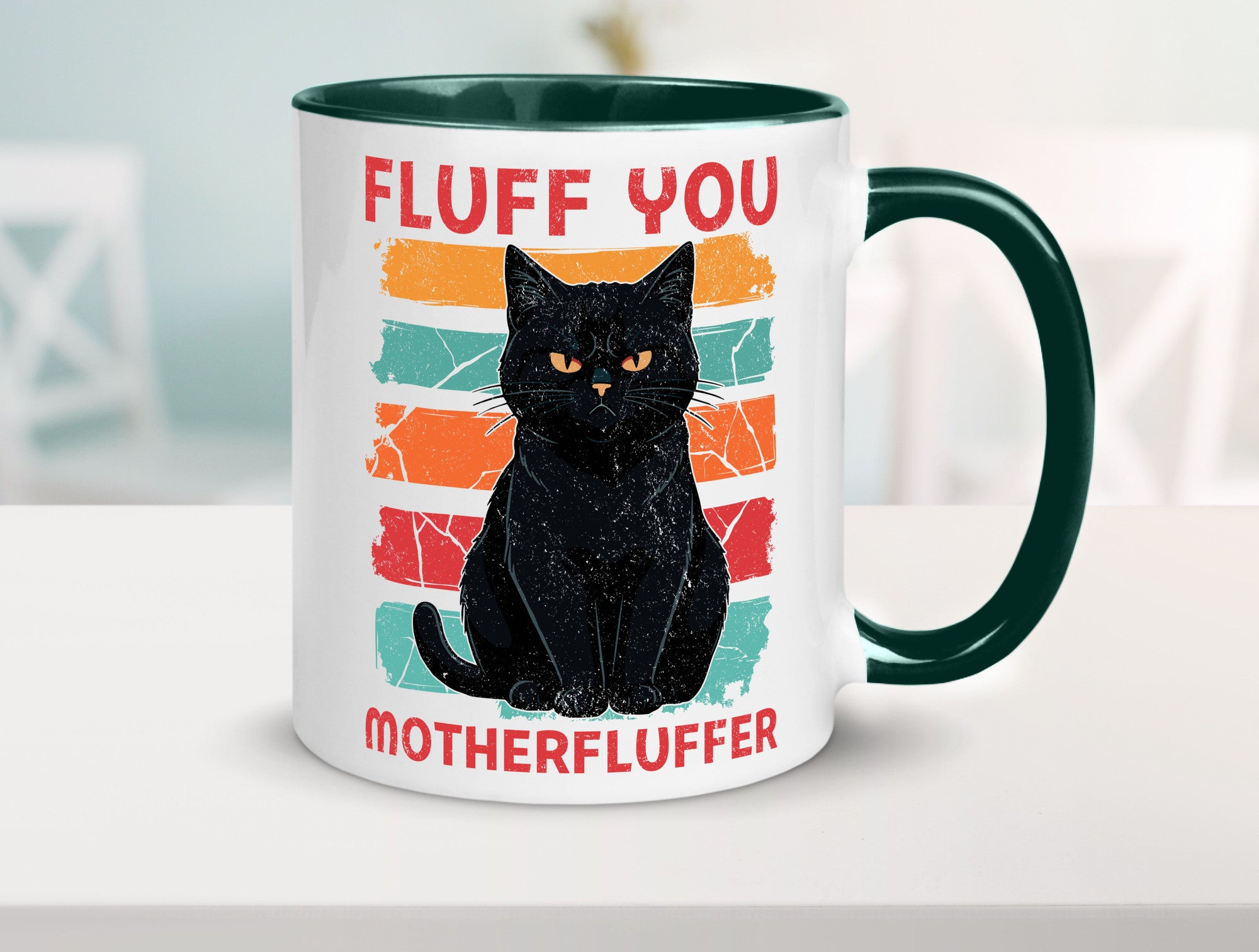 Fluff you Motherfluffer | Schwarze Katze Böse Humor Tierliebhaber Geschenkidee