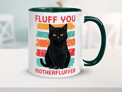 Fluff you Motherfluffer | Schwarze Katze Böse Humor Tierliebhaber Geschenkidee