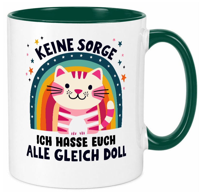 Ich hasse euch alle gleich doll | Katze Sarkasmus lustig Tierliebhaber Humor Tasse