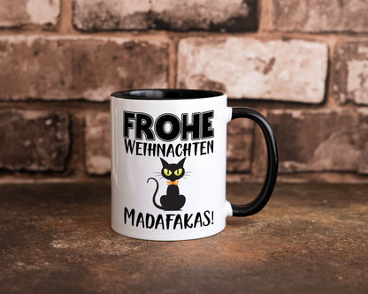 Frohe Weihnachten Madafakas! | Katze Tasse Vintage lustiger Spruch Geschenk