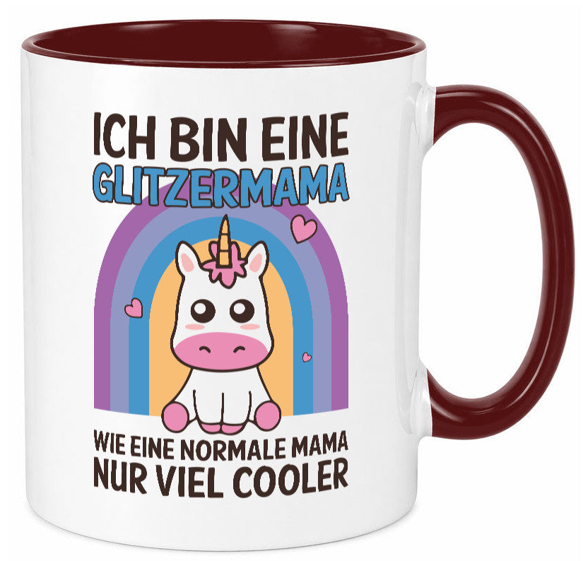 Glitzermama, wie normal, nur cooler | Einhorn Geschenkidee Familie Humor Tasse