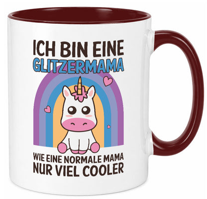 Glitzermama, wie normal, nur cooler | Einhorn Geschenkidee Familie Humor Tasse