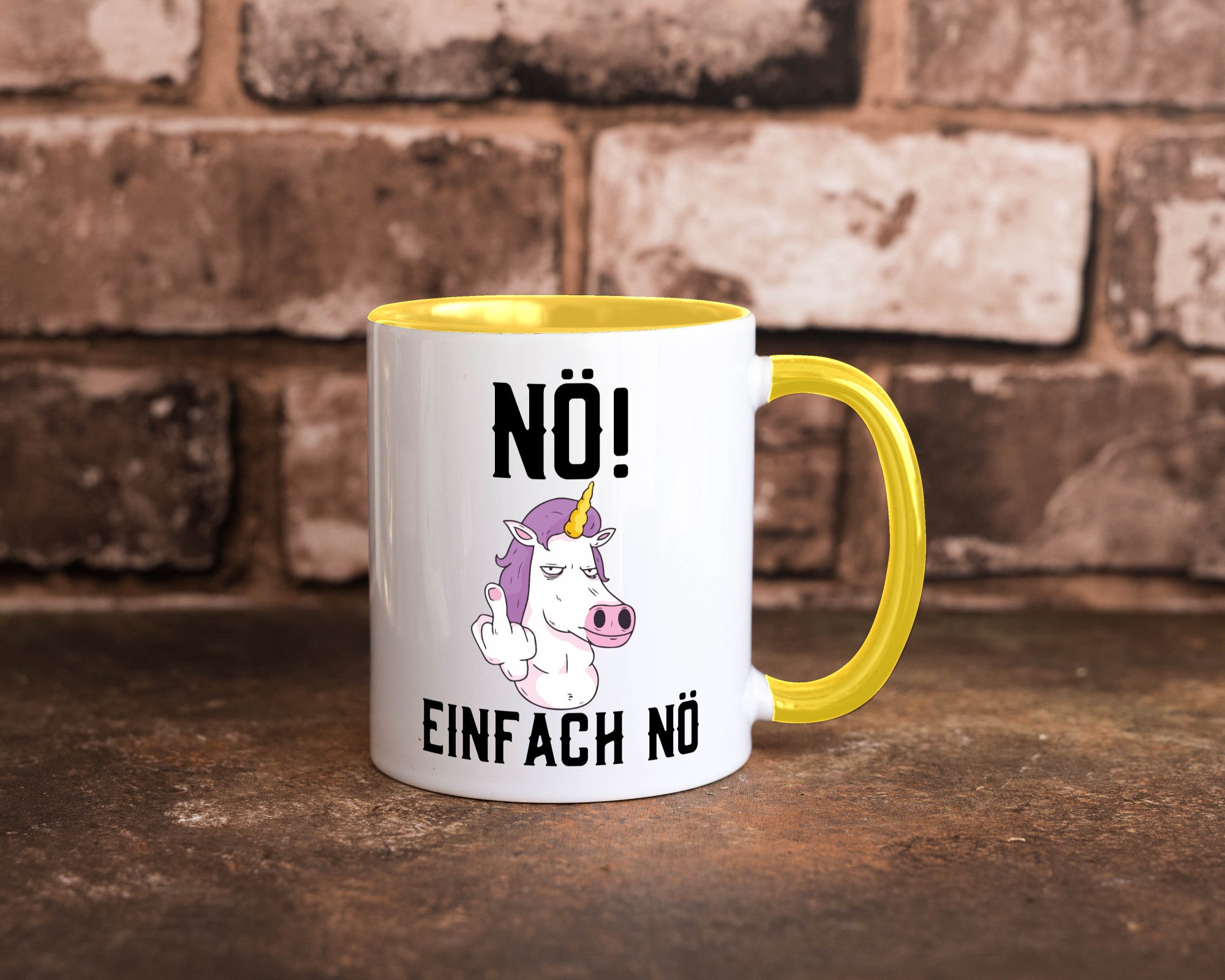 Einfach Nö | Keinen Bock Einhorn Mittelfinger Comic Geschenkidee Humor Tasse