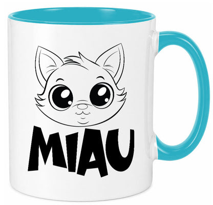Miau | Katze Geschenkidee Tierliebhaber Humor Tasse
