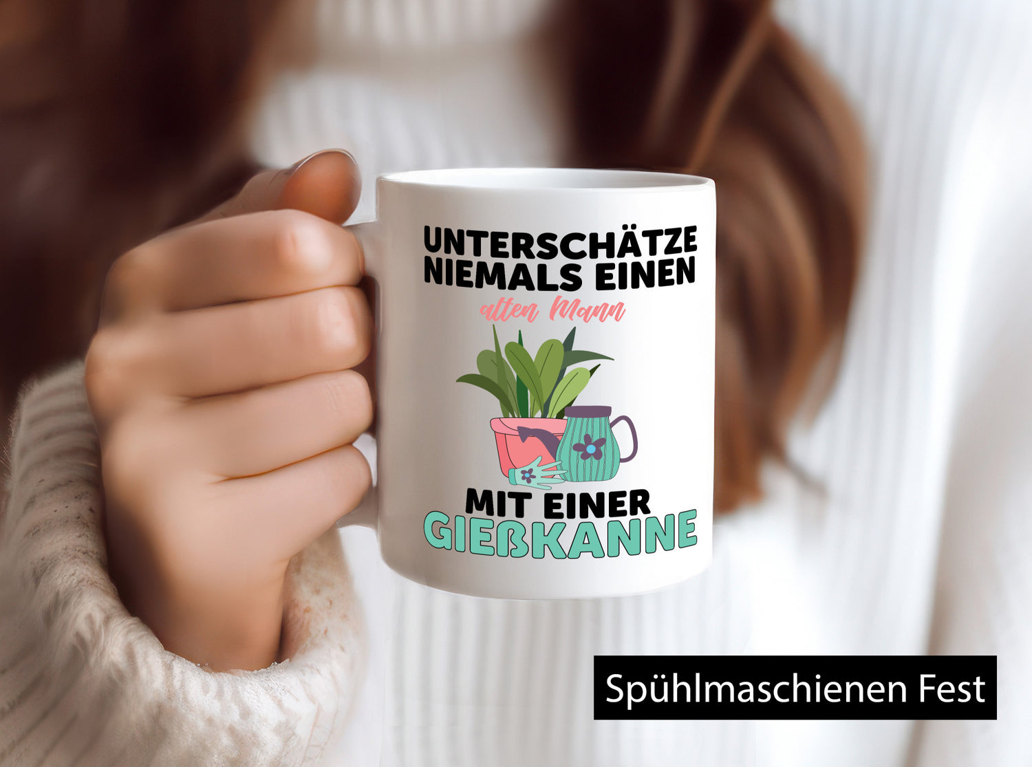 Niemals Mann mit Gießkanne unterschätzen | Blumen lustiger Spruch Geschenk