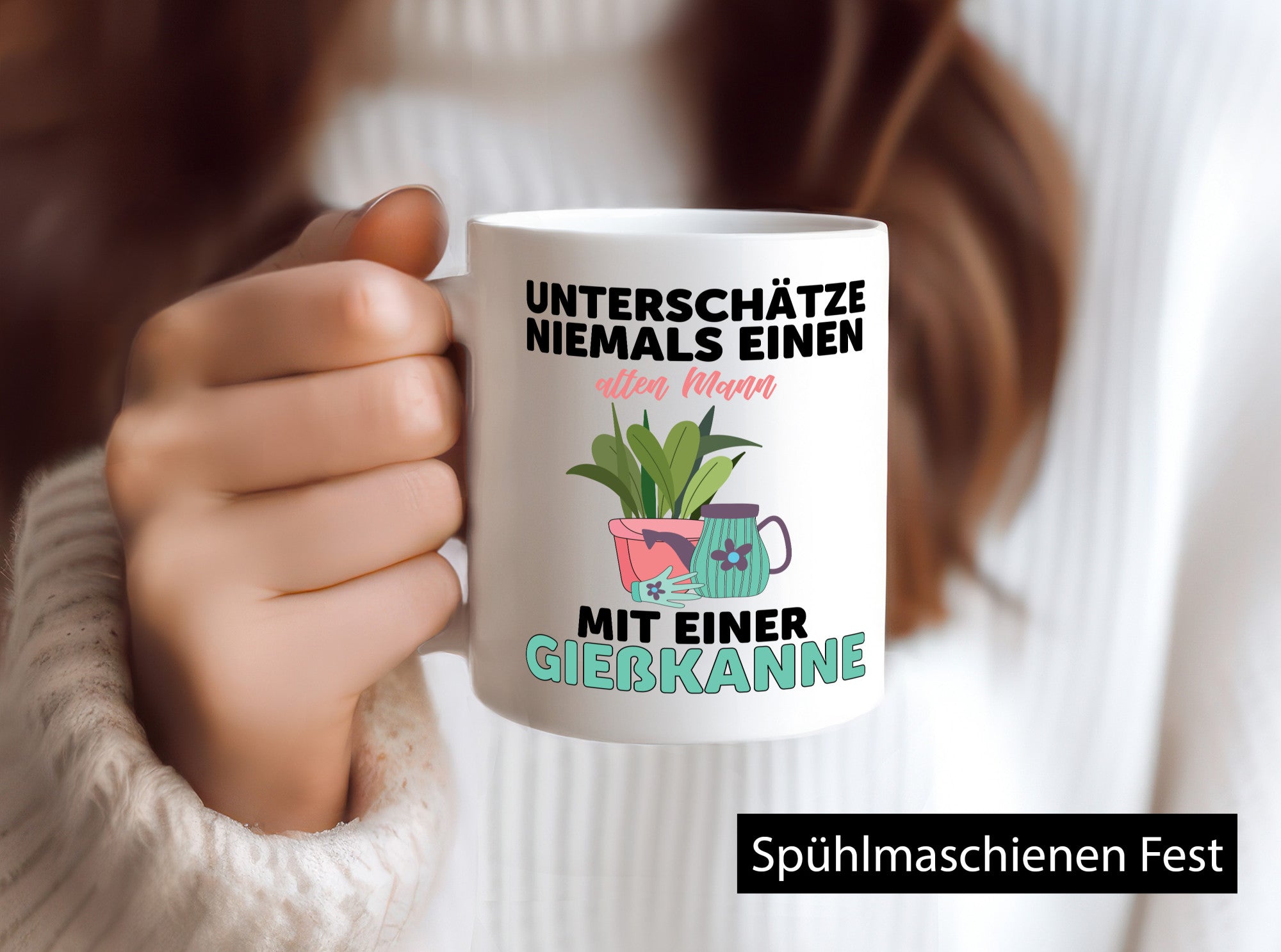 Niemals Mann mit Gießkanne unterschätzen | Blumen lustiger Spruch Geschenk