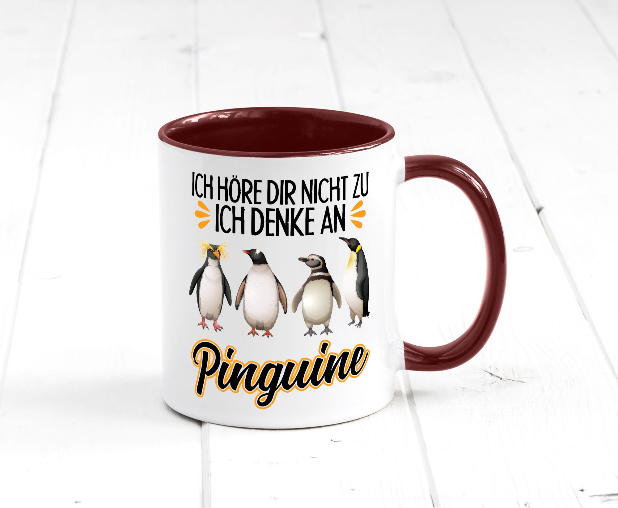 Ich denke an Pinguine Geschenkidee Humor Tasse