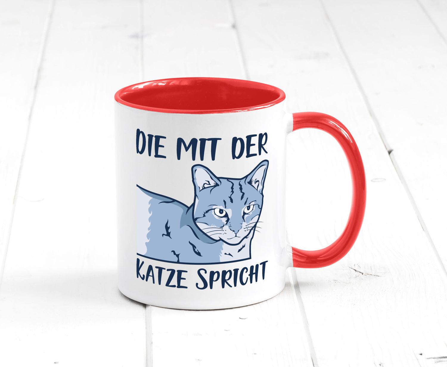 Die mit der Katze spricht | Humor Tierliebhaber Geschenkidee Tasse