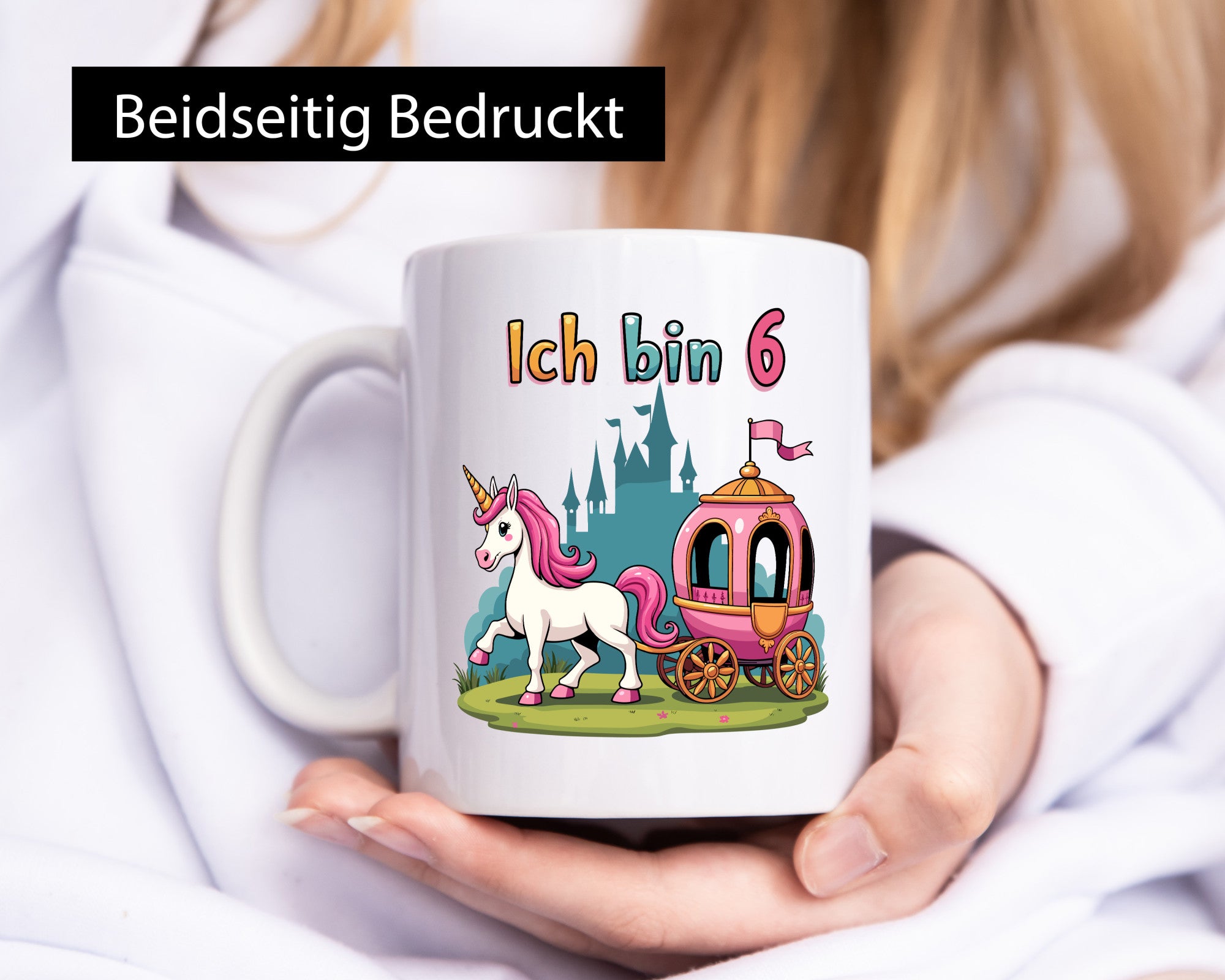 6. Geburtstag | Prinzessin in Kutsche Einhorn Geschenkidee Humor Tasse