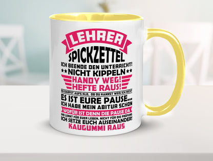 Lehrer Spickzettel | Beruf Tasse lustiger Spruch vl8 Geschenkidee Arbeit