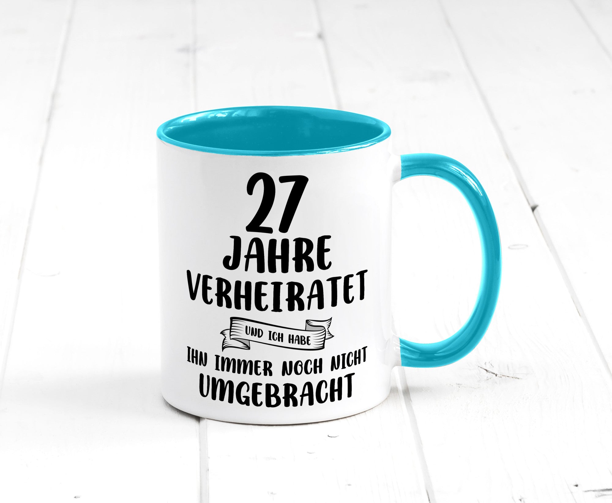 27 Jahre Verheiratet, immer noch am Leben! Geschenkidee Humor Tasse