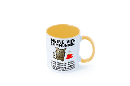Vier Stimmungen | Morgenmuffel Tasse mürrische Katze Humor Tierliebhaber