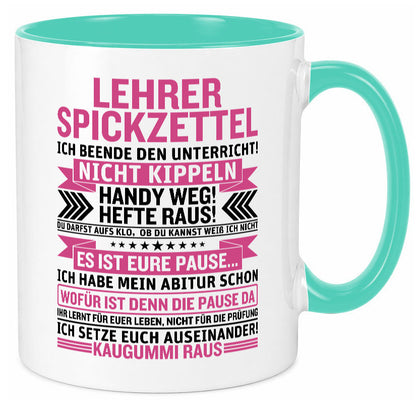 Lehrer Spickzettel | Beruf Tasse lustiger Spruch vl1 Geschenk Arbeit Kollegen