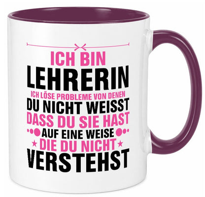 Löse Probleme: Lehrerin | Schule Beruf Schüler v2 Geschenk Arbeit Kollegen Büro Tasse