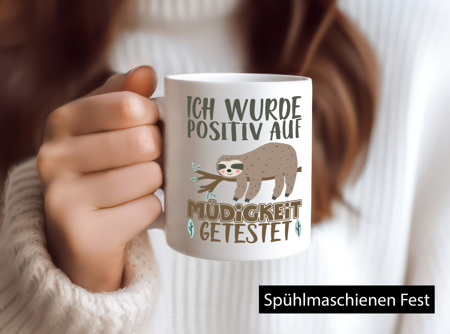 Positiv auf Müde getestet lustiger Spruch Geschenk Humor Geschenkidee Tasse
