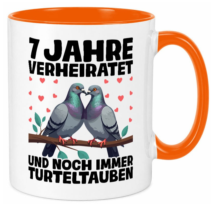 7 Jahre verheiratet | Turteltauben Ehe Ehepaar Geschenkidee Humor Tasse