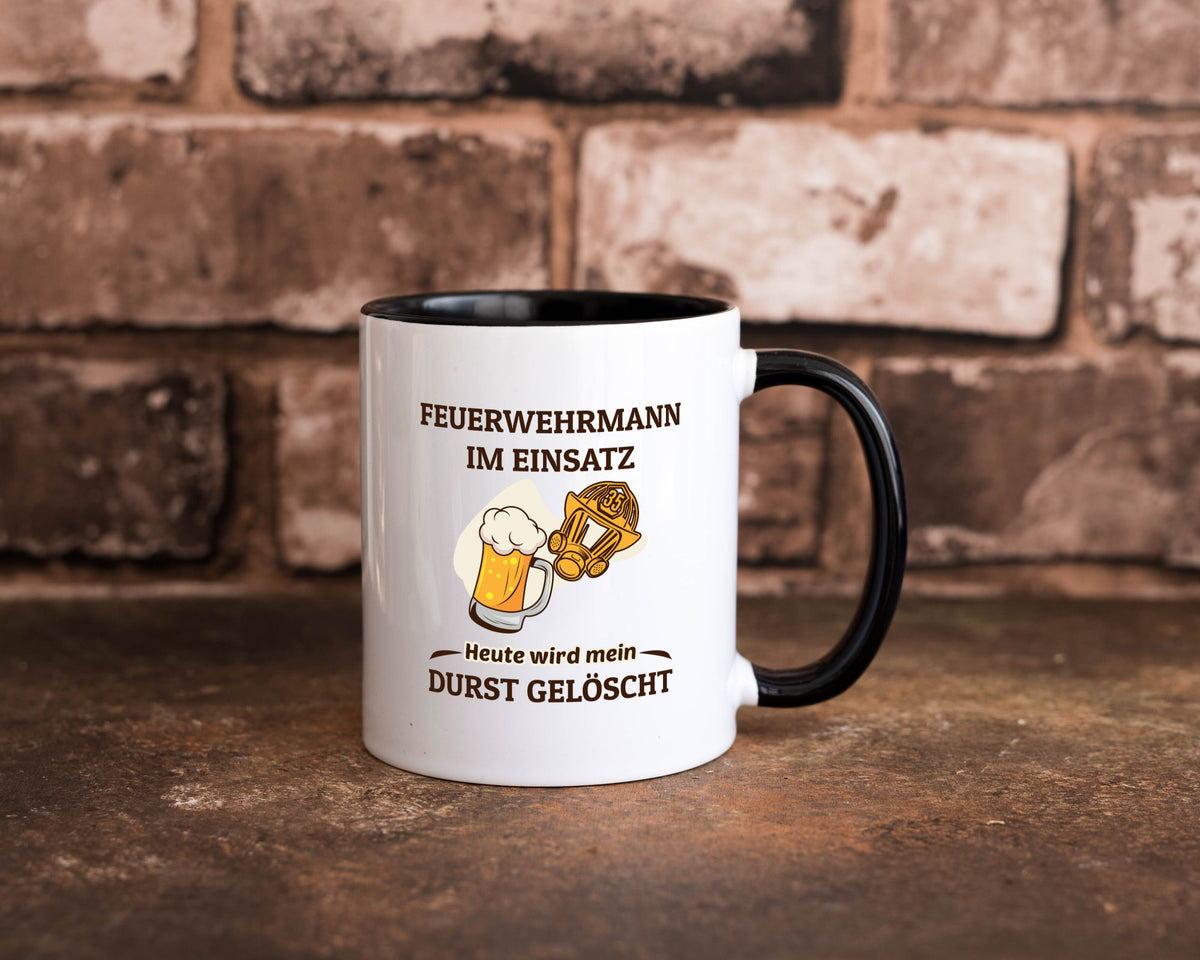 Heute wird mein durst gelöscht | Feuerwehrmann Bier lustiger Spruch Geschenk Tasse