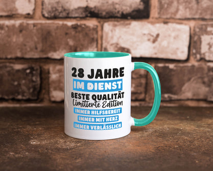 28 Jahre im Dienst | Jubiläum Arbeit v6 lustig Kollegen Büro Geschenk Tasse