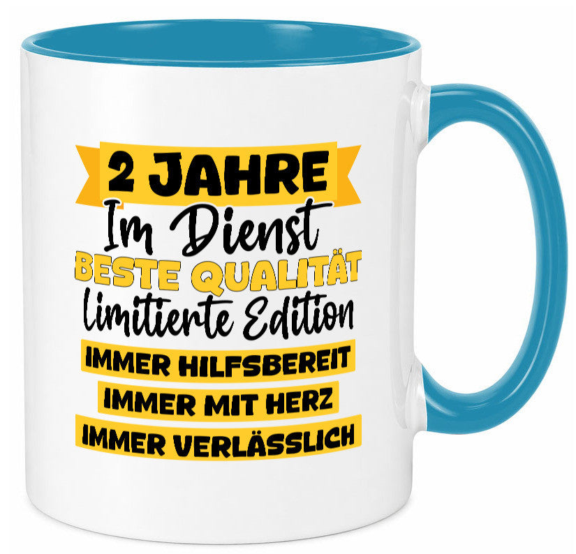 2 Jahre im Dienst | Jubiläum Arbeit v8 lustiger Spruch Geschenk Kollegen Büro