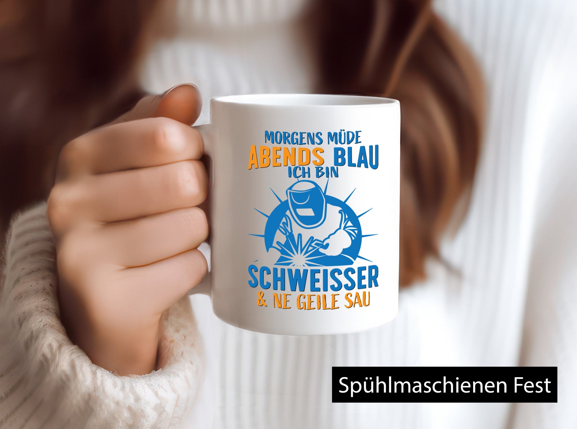 Morgens müde, Abends blau | Schweisser Humor Geschenkidee Tasse