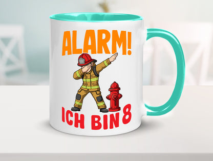 8. Geburtstag | 8 Jahre Feuerwehr Junge lustig Geschenkidee Geschenk Tasse