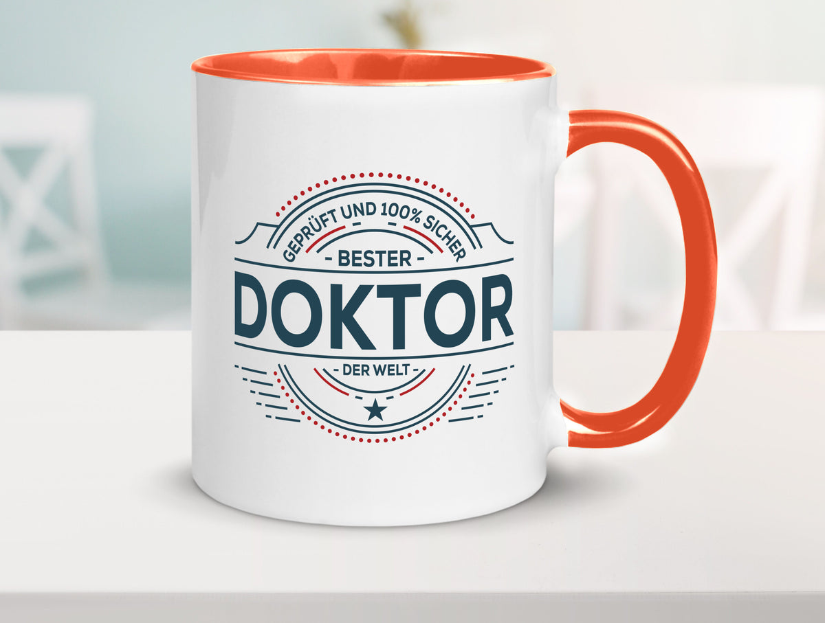 Geprüft und sicher: Doktor | Doktorand Doktortitel lustiger Spruch Geschenk Tasse