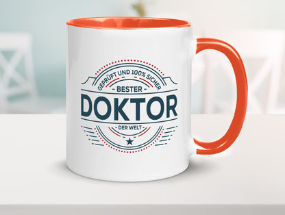 Geprüft und sicher: Doktor | Doktorand Doktortitel lustiger Spruch Geschenk Tasse