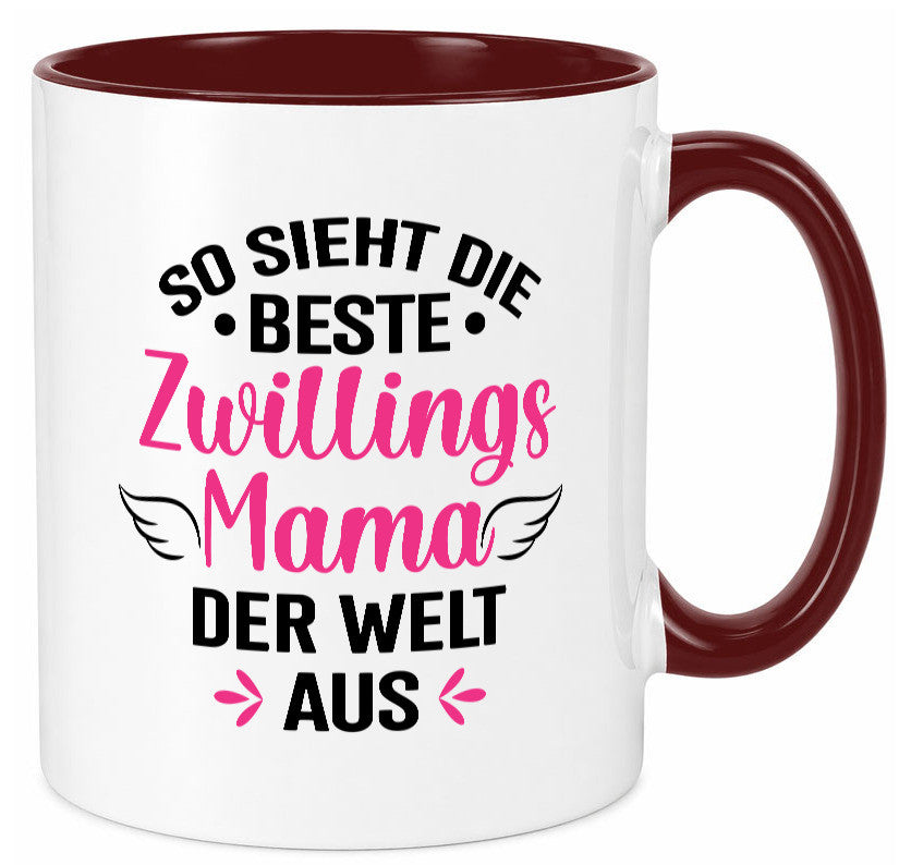 So sieht die Beste Zwillingsmama der Welt aus | Mama lustiger Spruch Geschenk Tasse