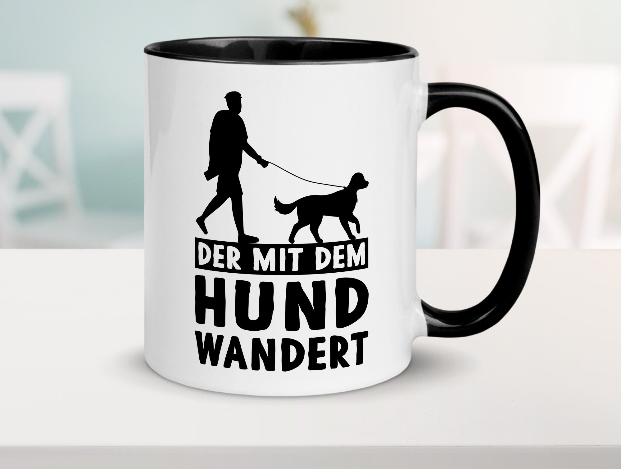 Der mit dem Hund wandert | Mensch Geschenkidee Tierliebhaber Humor Tasse