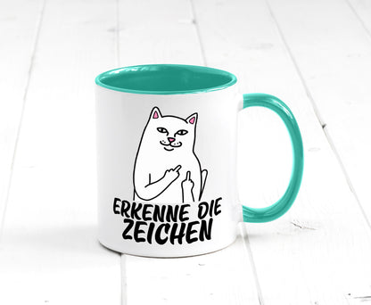 Erkenne die Zeichen | Katze Schatten Mittelfinger Geschenk Tierliebhaber Humor