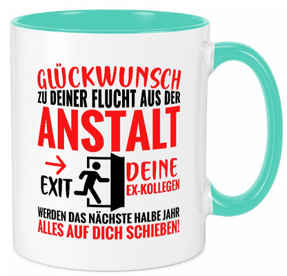 Glückwunsch zur Flucht | Abschied Arbeitskollegen Humor Arbeit Kollegen Büro Tasse