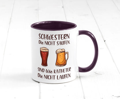 Schwestern die nicht saufen, Katheder laufen | Gläser lustiger Spruch Geschenk