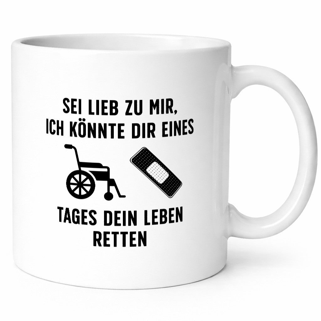 Sei lieb, ich kann Leben retten | Rollstuhl Pflaster lustiger Spruch Geschenk