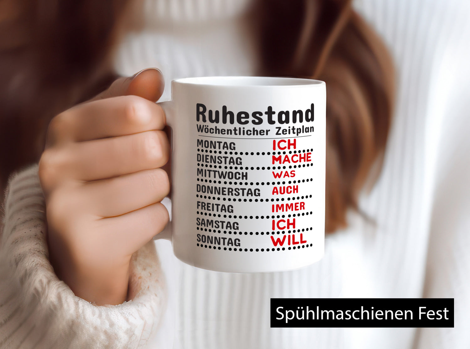 Rentner Zeitplan lustiger Spruch Geschenk Ruhestand Jubiläum Tasse