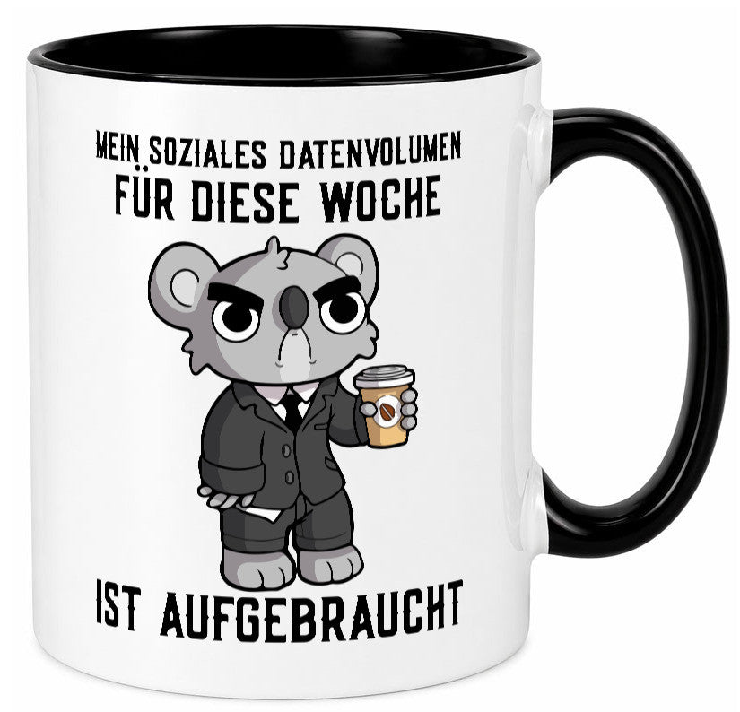 Soziales Datenvolumen | wütender Bär Einzelgänger Nerd Geschenkidee Humor Tasse