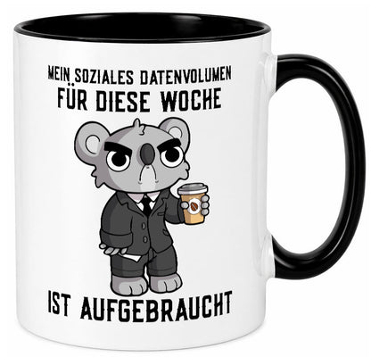 Soziales Datenvolumen | wütender Bär Einzelgänger Nerd Geschenkidee Humor Tasse