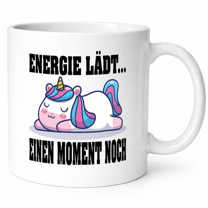 Energie Lädt einen Moment noch | Einhorn Faul Humor Geschenkidee Tasse