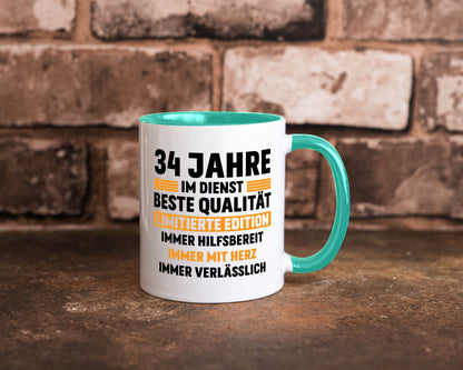 34 Jahre im Dienst | Jubiläum Arbeit v2 Humor Kollegen Büro Geschenkidee Tasse