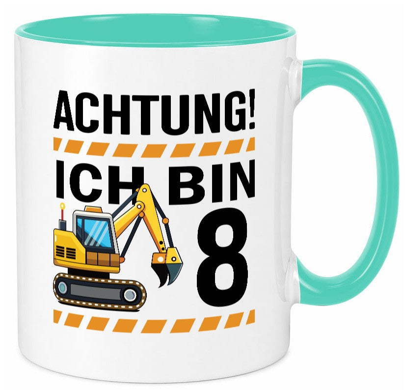 8 Geburtstag Ich bin | Bagger Junge Geschenk Geschenkidee lustiger Spruch Tasse