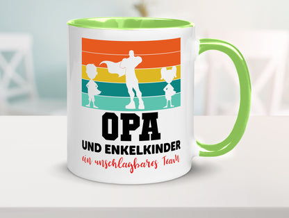 Opa und Enkelkinder ein unschlagbares Team Geschenkidee Familie Humor Tasse