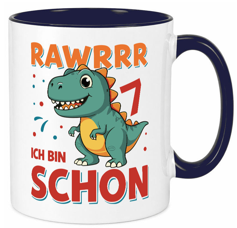 7. Geburtstag | 7 Jahre Raw ich bin schon T-Rex Geschenk Geschenkidee lustiger Tasse