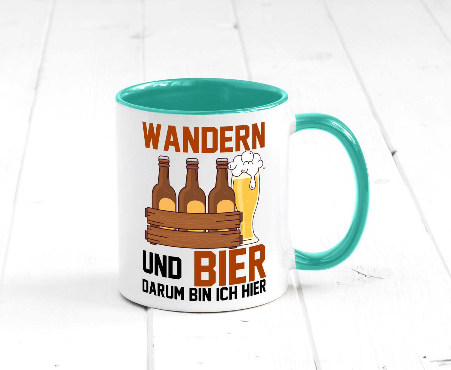 Wandern und Bier darum bin ich hier | Bierkasten lustiger Spruch Geschenk Humor