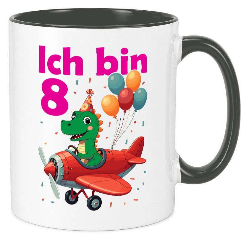 8. Geburtstag | 8 Jahre Drache Flugzeug Geschenk Geschenkidee lustiger Spruch Tasse
